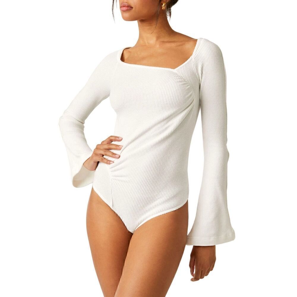 Free People On A Cloud ribbed Bodysuit ivory small new